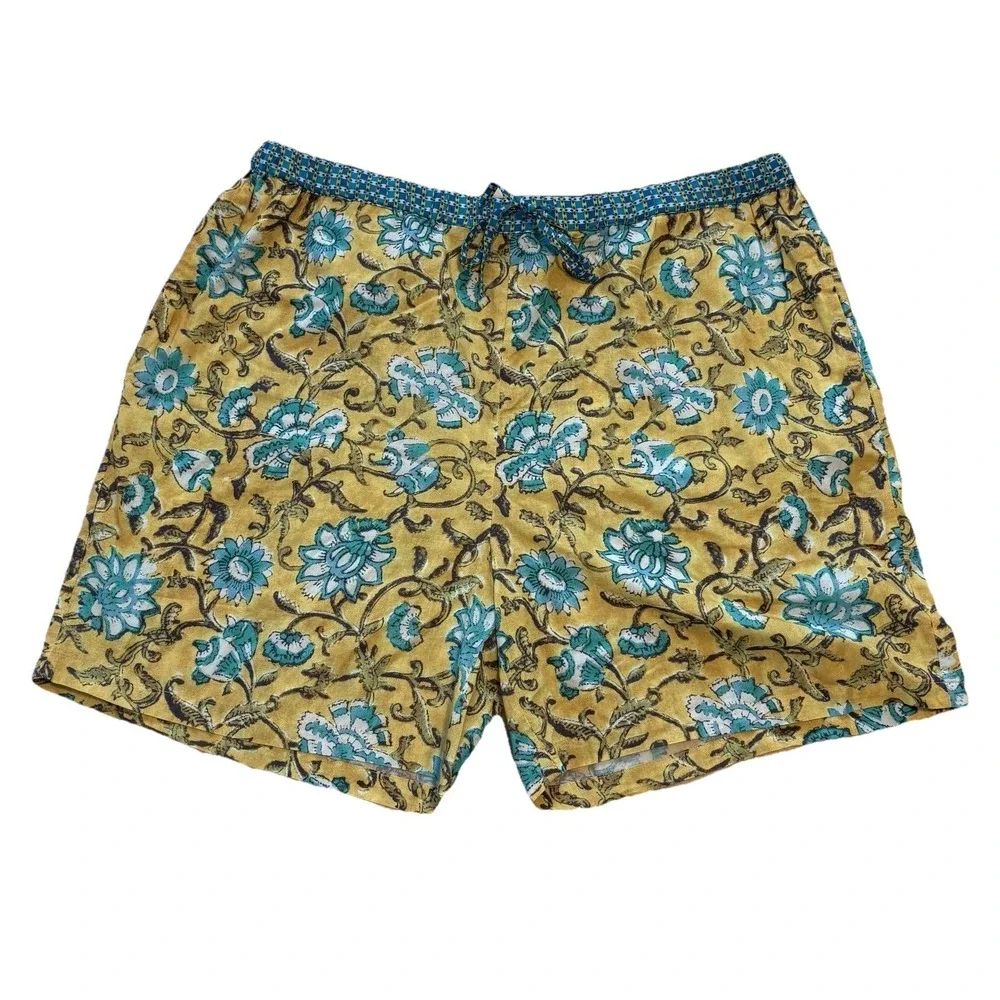 Sundance Printed Shorts Size XL Petite Pull On 100% Cotton Floral Bohemian Beach